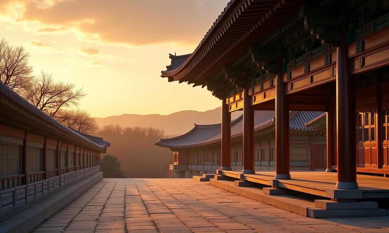 경복궁의 웅장한 지붕과 한국 전통 건축의 아름다움